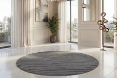 Runder Teppich WAVE 230cm anthrazit 3D strukturierter Kurzflor Indoor Hoch-Tief-Effekt