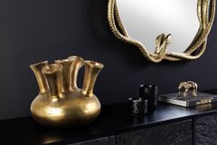 Handgefertigte Vase KIYA 25cm gold mit fünf Öffnungen Blumenvase