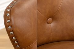 Chesterfield Stuhl CASTLE braun Kunstleder schwarz Massivholz mit Komfortgriff