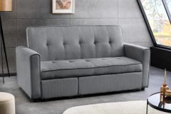 Ausziehbares Schlafsofa SMART 180cm grau Cord 2-Sitzer Couch mit Nosagfederung