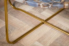 Runder Couchtisch NOBLE 65cm Edelstein Achat abnehmbare Tischplatte goldenes Metallgestell