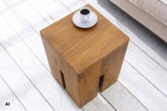 Design Beistelltisch CASTLE 45cm braun honey finish massives Mangoholz handmade