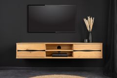 Hängendes TV-Lowboard LIVING EDGE 160cm natur schwarz Wildeiche geölt Baumkante