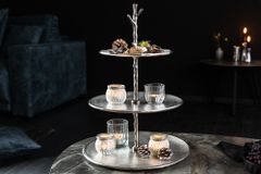 Design Etagere ABSTRACT 50cm silber mit drei Etagen
