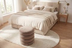 Runder Polsterhocker VOGUE 40cm champagner greige Samt mit Stauraum
