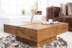 Massiver Couchtisch BOLT 70cm braun Mangoholz honey finish handmade
