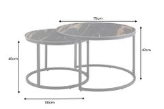 Rundes 2er Set Couchtische ELEGANCE 75cm schwarz gold sand Aurora Oro Keramik