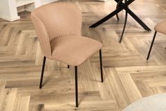 Design Stuhl LYON rosa Cord schwarze Metallbeine