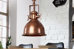 Design Hängelampe INDUSTRIAL 45cm kupfer geflammt Industrial Stil