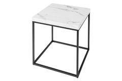 Moderner Beistelltisch ARCHITECTURE 45cm weiß Marmor-Design Metallgestell