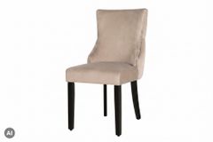 Chesterfield Stuhl CASTLE DELUXE cappuccino Samt mit Löwenkopf Nieten