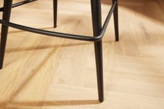 Drehbarer Barhocker PAPILLON champagner beige Barstuhl mit Lehne schwarze Metallbeine