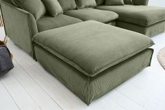 Großer Sitzhocker HEAVEN 100cm grün Cord Sofahocker abnehmbarer Bezug