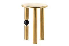 Handgefertigter Beistelltisch ABSTRACT 55cm gold schwarz Metall rund