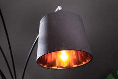 Design Bogenlampe LEVELS 205cm schwarz gold 5 neigbare Leinenschirme Stehlampe