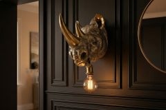 Moderne Wandlampe RHINO 40cm gold Nashorn-Skulptur handmade