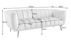 Design 3-Sitzer Sofa NOBLESSE 225cm smaragdgrün Samt Federkern goldene Metallfüße