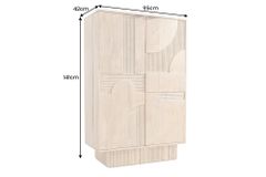Massiver Barschrank ART DECO 140cm weiß gekälkt Mangoholz 3D-Front Highboard