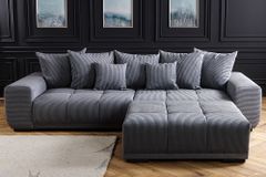 Modernes XXL Sofa ELEGANCIA 285cm anthrazit Cord inklusive Kissen Bigsofa