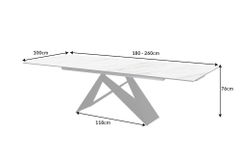 Ausziehbarer Esstisch PROMETHEUS 180-220-260cm weiß Marmor Keramik made in Italy