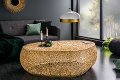 Filigraner Design Couchtisch ABSTRACT LEAF 130cm gold Handarbeit