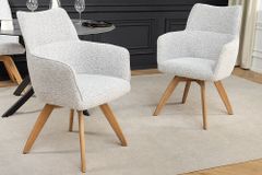 Drehbarer Stuhl ASGARD beige Strukturstoff mit Taschenfederkern und Armlehne