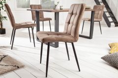 Retro Design Stuhl MODENA antik taupe Microfaser mit Ziersteppung