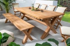 Wetterfester Gartentisch EMPIRE TEAK 220cm Teak Massivholz Outdoor Esstisch