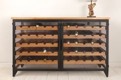 Design Weinboard  BODEGA 130cm natur schwarz Tannenholz Metall Flaschenregal