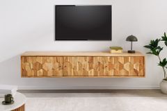 Hängendes TV-Board MYSTIC LIVING 160cm Akazie natur 3D Oberfläche Massivholz