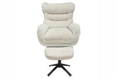 Drehbarer Sessel CLOUD champagner beige Chenille schwarz Metall