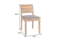 Massivholz Stuhl PURE braun stone finish graubraun Sheesham mit Strukturstoffbezug
