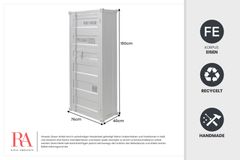 Design Aktenschrank GLOBETROTTER 180cm grau Eisen Container Upcycling Highboard