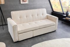Ausziehbares Schlafsofa SMART 180cm beige Cord 2-Sitzer Couch mit Nosagfederung