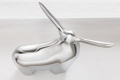 Moderne Skulptur BIG BULL silber Aluminium Dekoration Stierfigur Briefbeschwerer