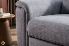 3-Sitzer Sofa IMPERIA 255cm grau Vogue Seiden Samtstoff elektrische Fußstütze