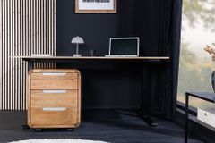 Massiver Rollcontainer CUBUS 60cm braun Akazienholz honey finish drei Schubladen