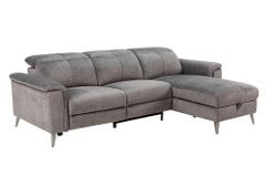 3-Sitzer Sofa IMPERIA 255cm grau Vogue Seiden Samtstoff elektrische Fußstütze