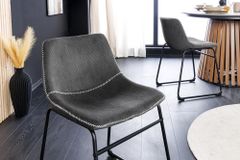 Industrial Design Stuhl DJANGO grau Cord mit Metallgestell