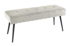 Design Sitzbank BOUTIQUE 100cm hellgrau Cord Metallbeine schwarz