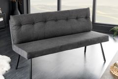 Moderne Sitzbank BIG GEORGE 160cm anthrazit Samt Strukturstoff Taschenfederkern schwarz