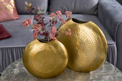 Elegantes Vasen 2er Set ORIENTAL 44cm gold im Grid Hammerschlag Design