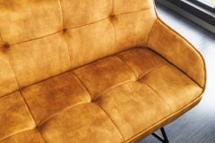 Design Sitzbank EUPHORIA 160cm senfgelb Samt Retrostil Ziersteppung Hairpin Legs Metallbeine Armlehnen