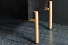 Massives Highboard MANDALA 120cm Mangoholz mit 3D Schnitzereien schwarz goldene Füße