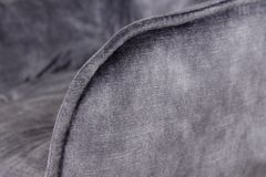 Design Barhocker MILANO grau Samt Barstuhl mit Lehne Metall schwarz Chesterfield-Steppung