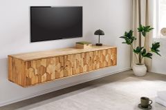 Hängendes TV-Board MYSTIC LIVING 160cm Akazie natur 3D Oberfläche Massivholz