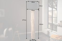 Handmade Stehlampe ROUSILIQUE 180cm schwarz Treibholzlampe Leinenschirm Baumstamm