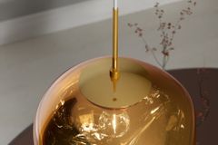 Runde Hängelampe LIQUID DIAMOND 20cm gold Glas Stahl Kugelleuchte