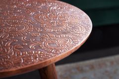 Design Beistelltisch ALCAZAR 50cm antik kupfer Metall Mangoholz Handarbeit rund
