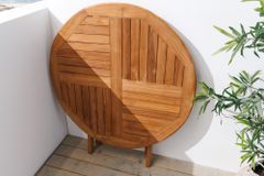 Massiver Gartentisch EMPIRE TEAK 100cm natur Teakholz rund klappbar Outdoor Balkontisch